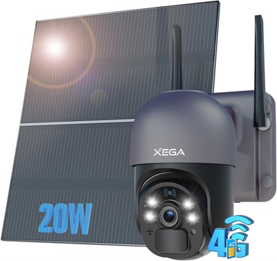 Камера видеонаблюдения Xega 4G LTE? Солнечная панель 20 Вт, аккумулятор 20 000 мА·ч? С SIM-картой - [Круглосуточная запись] Беспроводная камера видеонаблюдения на солнечной энергии, ночное видение 2K HD, PIR-датчик движения, IP66 1000014512 - фото 559104