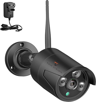 Беспроводная камера видеонаблюдения Tomvision 3 МП для 8-канального WiFi-видеорегистратора Tomvision с адаптером питания 12 В/2 А, 2-мегапиксельная IP-камера для улицы с ночным видением до 20 м, водонепроницаемость IP66, видеокабель не требуется (черная) 1000014578 - фото 559403