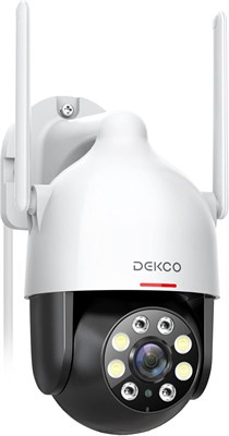 Уличная камера видеонаблюдения DEKCO 2K с функцией отслеживания движения, панорамированием и наклоном на 360°, звуковой и световой сигнализацией, домашней WiFi-камерой, цветным ночным видением (1 шт.) 1000014593 - фото 559463
