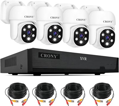 Система проводной видеонаблюдения CRONY - NVS004 5-1 5MN FHD, 4-канальное видеонаблюдение, 5-мегапиксельная камера видеонаблюдения для улицы и помещения, комплект с 4 HD-камерами, 1 камерой видеонаблюдения со звуком, ночным видением, детектором движения 1000014620 - фото 559576