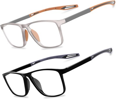 Очки для чтения в спортивном стиле, блокирующие синий свет, для мужчин, комплект из 2 лёгких очков с антибликовым покрытием и регулируемыми дужками для работы за компьютером и использования на улице 1000016931