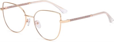 Очки Kachawoo Anit Blue Light, большие, кошачий глаз, металлическая блестящая оправа, компьютерные очки для женщин и мальчиков с линзами Blue Ray (золотые с прозрачным покрытием) 1000016948