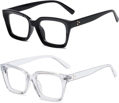 Классические очки без рецепта с прозрачными линзами для женщин и мужчин, 2 шт., модные винтажные квадратные очки с толстой оправой, анти-синий свет, ретро-модные очки с простой оправой для путешествий и отдыха 1000016980