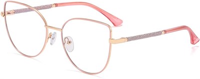 Очки Kachawoo Anit Blue Light, большие, кошачий глаз, металлическая блестящая оправа, компьютерные очки для женщин и мальчиков с линзами Blue Ray (оправа из розового золота) 1000016982