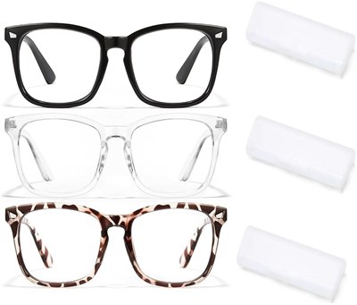 Очки от синего света, без рецепта, с прозрачными линзами для женщин и мужчин, оправа для очков с прозрачными линзами, защита от усталости глаз и УФ-бликов, для компьютерных игр, телевизоров, телефонов, экранов, квадратная оправа (3 шт.) 1000016989
