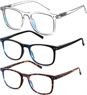 Amzuia 3 пары очков, блокирующих синий свет, очки для чтения, игр, просмотра ТВ и телефонов для женщин и мужчин, против усталости глаз и УФ-бликов 1000016995