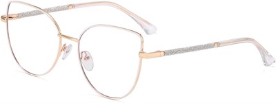 Очки Kachawoo Anit Blue Light, большие, кошачий глаз, металлическая блестящая оправа, компьютерные очки для женщин и мальчиков с линзами Blue Ray (золотисто-белая оправа) 1000017002