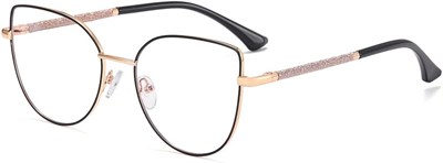 Очки Kachawoo Anit Blue Light, большие, кошачий глаз, с металлической блестящей оправой, компьютерные очки для женщин и мальчиков с линзами Blue Ray (оправа чёрного золота), чёрно-золотые 1000017012