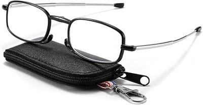 Очки для чтения Tazweeq, блокирующие синий свет, складные очки для работы за компьютером в квадратной оправе для женщин, лёгкие и портативные (чёрные) 1000017017
