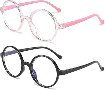 Очки YelaJoy Kids, блокирующие синий свет, для девочек и мальчиков, прозрачные очки для защиты от компьютера, для мальчиков и девочек 4-10 лет, 2 шт. (черные и розовые) 1000017027