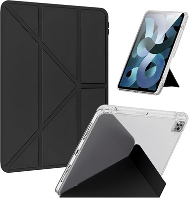 Чехол JSUSOU для Samsung Galaxy Tab S10 FE/S9 FE 5G 10,9 дюйма/Tab S9 11 дюймов, защитный чехол-подставка с тремя складными крышками, функцией Multi Viewing и автоматическим переходом в спящий режим — черный 1000018596