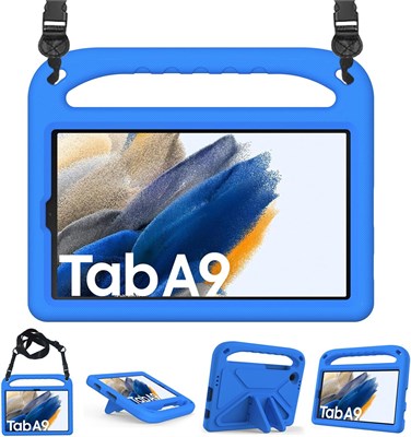 Детский чехол T Tersely для Samsung Galaxy Tab A9, ударопрочный, прочный, из вспененного ЭВА, легкий, чехол для планшета с ручкой-подставкой/плечевым ремнем, цвет Firendly-Blue 1000018605