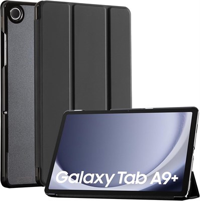 Чехол CoBak для Samsung Galaxy Tab A9 Plus 11 дюймов (2023) — смарт-чехол из искусственной кожи для Tab A9+, полупрозрачный жесткий корпус, несколько углов обзора, черный. 1000018629