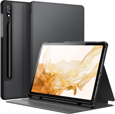 Чехол JETech для Samsung Galaxy Tab S8 2022/S7 2020 (11 дюймов) с держателем S Pen, тонкий защитный чехол-книжка с подставкой и многоугольным обзором (черный) 1000018631