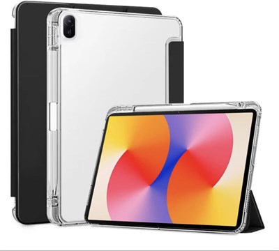 Чехол SKEIDO для планшета Huawei MatePad SE 11 дюймов (2024) из акрила, прозрачный, антижелтый, с держателем для стилуса, автоматическим переходом в спящий режим и многоугловым креплением (черный) 1000018637