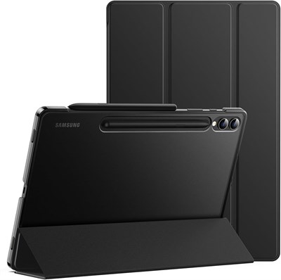 Чехол JETech для Samsung Galaxy Tab S10 Plus/Tab S9 Plus (12,4 дюйма), прозрачная задняя крышка, складывающаяся в три раза, защитная подставка для планшета, поддержка зарядки S Pen, автоматическое включение/выключение режима сна (графитовый черный) 1000018653