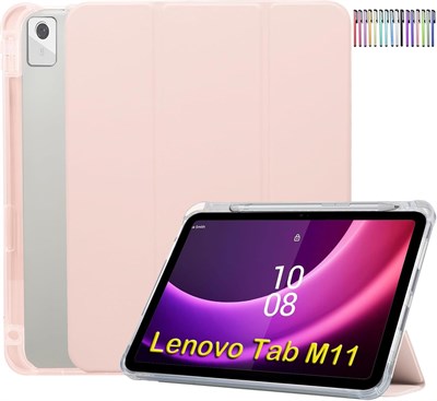 Чехол для планшета Lenovo Tab M11 11 дюймов (2024 дюйма) + 1 стилус, с держателем для стилуса, автоматический выход из спящего режима/пробуждение, розовый-A 1000018730