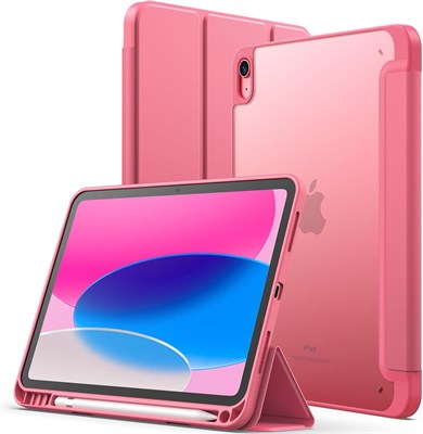 Матовый чехол JETech для iPad (A16) 11-го/10-го поколения (2025/2022) с держателем для карандаша, матовой полупрозрачной задней панелью, тонкий защитный чехол-подставка (розовый) 1000018764