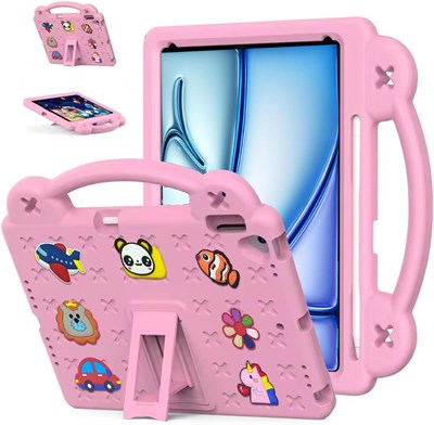 Чехол для планшета Lukione Kids, совместимый с Apple iPad Air 11 дюймов M3 2025 (11 дюймов), легкий ударопрочный защитный чехол с ручкой-подставкой, симпатичный дизайн (розовый) 1000018773