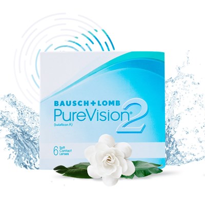 Контактные линзы PureVision® 2 от Bausch + Lomb в количестве 6 штук, с радиусом кривизны 8.6 и диоптриями -2.25. 1000020241