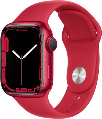 Смарт-часы Apple Watch Series 7 (GPS, 41 мм) - алюминиевый корпус (PRODUCT)RED со спортивным ремешком (PRODUCT)RED - стандартный размер. Фитнес-трекер, приложения для измерения уровня кислорода в крови и ЭКГ, постоянно включенный дисплей Retina, водонепро 1000020502