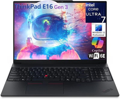 Lenovo ThinkPad E16 Gen 3 16" FHD+ Бизнес-ноутбук, Intel 16-ядерный Ultra 7 255H (превосходит i9-13900H), Arc 140T, 32 ГБ DDR5 RAM, 2 ТБ PCIe SSD, WiFi 6E, Bluetooth 5.3, веб-камера, Windows 11 Pro 1000020550