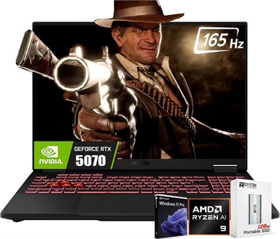 Игровой ноутбук ASUS 2025 TUF A16 16" FHD+ 165 Гц RTX 5070, AMD Ryzen 9 270 , 32 ГБ DDR5 ОЗУ, 2 ТБ PCIe 4.0 SSD, клавиатура с RGB-подсветкой, Thunderbolt 4, Windows 11 PRO, с портативным SSD 1000020551