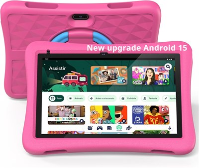 Планшет Plimpton Kids Tablet на Android 15, 10 дюймов, с Google Kids Space, 3 ГБ ОЗУ/64 ГБ памяти, 5-ядерный процессор, аккумулятор 6000 мАч, родительский контроль, Wi-Fi, PlimPad Tablet (розовый) 1000020800
