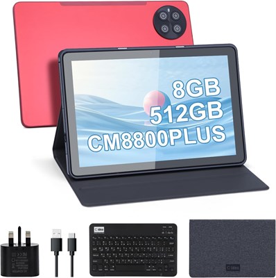 Планшет C idea 10.1" на Android 13, HD IPS-экран 1280x800, 8 ГБ ОЗУ, 512 ГБ памяти, Wi-Fi, Bluetooth, GPS, двойная камера, длительное время автономной работы, CM8800Plus (красный) 1000020869