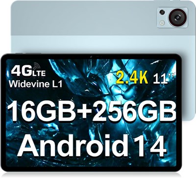 Планшет DOOGEE T30S, 11 дюймов, дисплей 2,4 тыс. пикселей, 16 (6+10) ГБ ОЗУ, 256 ГБ ПЗУ (1 ТБ TF), аккумулятор 8580 мАч/10 Вт, Android 13, Android, две Nano SIM-карты, 4G LTE + 5G WiFi, DRM L1, синий. 1000020984