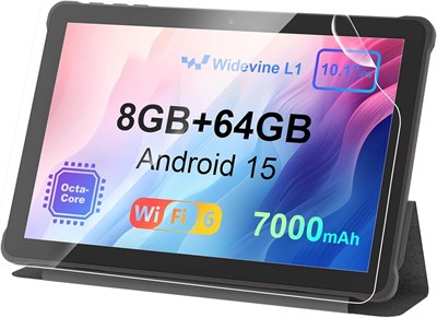 Планшет AWOW 10 дюймов, Android 14: новейший восьмиядерный процессор 2025 года, 8 ГБ ОЗУ + 64 ГБ памяти 1 ТБ TF, Wi-Fi 6, Bluetooth 5.0, аккумулятор 5000 мАч, двойная камера 1280 x 800 FHD GMS, в комплекте чехол. 1000021055