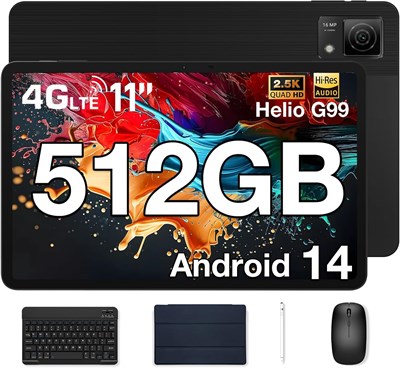 Планшет DOOGEE T40 11 дюймов, Android, 14 дюймов, восьмиядерный процессор 2,0 ГГц, распознавание лиц, ультратонкий металлический корпус 7,6 мм, в комплекте клавиатура, мышь, защитный чехол и стилус, черный. 1000021088