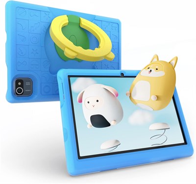Детский планшет 10,1" HD с сенсорным экраном, защитой глаз, Android 12, четырехъядерным процессором, аккумулятором 5000 мАч, Wi-Fi, Bluetooth, двумя камерами и противоударным чехлом (синий) 1000021091