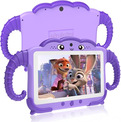 Детский планшет 7 дюймов, планшет для детей от 3 до 14 лет, Android, детский планшет с чехлом, 2 ГБ + 32 ГБ памяти, блокировка от детей, сертифицирован GMS, планшет для малышей с Wi-Fi, двойная камера, Google Play Store для девочек. 1000021106