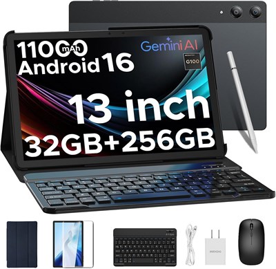 Планшет DOOGEE Tab E3 Pro Android 16, 13 дюймов, 32 ГБ + 256 ГБ/2 ТБ TF, Helio G100, аккумулятор 11000 мАч 18 Вт, FHD+ 90 Гц, игровой планшет со слотом для SIM-карты, 13 МП + 8 МП, планшет с клавиатурой и стилусом, мышью, чехлом, Gemini 1000021125