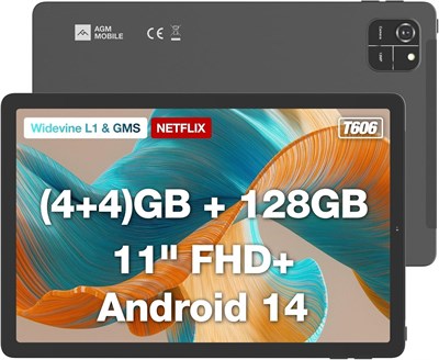 Планшет AGM Pad T1 на Android, 14 дюймов, 8 (4+4) ГБ + 128 ГБ/1 ТБ TF, 11-дюймовый FHD Widevine L1 дисплей, сенсорный планшет с аккумулятором 7000 мАч, две SIM-карты, 4G LTE/Wi-Fi/13+5 МП/Face ID/2 динамика/разъем 3,5 мм 1000021133