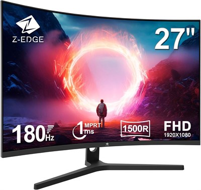 Игровой монитор Z-EDGE 27 дюймов, изогнутый, радиус кривизны 1500R — FHD 1080P, VA-панель, время отклика 1 мс, безрамочный LED-дисплей, AMD FreeSync — 1x DisplayPort 1.4 и 2x HDMI 2.0 UG27F 1000021533