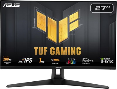 Игровой монитор ASUS TUF Gaming VG279QM1A: 27 дюймов, Full HD (1920x1080), 280 Гц (OC), Fast IPS, ELMB Sync, 1 мс (GTG), Freesync Premium™, совместимость с G-Sync, Variable Overdrive — черный. 1000021549