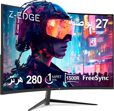 Игровой изогнутый монитор Z-Edge 27 дюймов, соотношение сторон 16:9, разрешение 1920x1080, частота обновления 280 Гц, время отклика 1 мс, безрамочный, LED, UG27P, AMD Freesync, Premium Display Port, HDMI. 1000021590