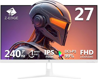 Игровой монитор Z-Edge 27" IPS LED, 240 Гц, MPRT 1 мс, FreeSync, FHD 1920*1080, IPS-панель, DCI-P3 99%, ультратонкая рамка, соотношение сторон 16:9, 400 кд/м?, DP x2, HDMI x2, UG27PJ-White 1000021594