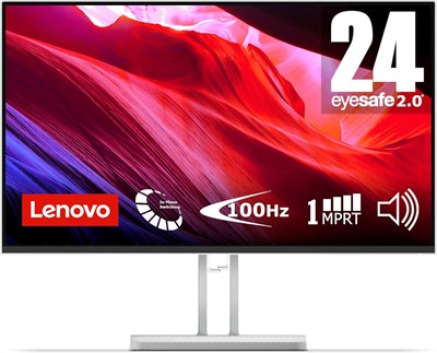Монитор Lenovo L24i-4A 23,8 дюйма IPS FullHD 100 Гц с HDMI, VGA, HDMI, металлической подставкой, динамиками и держателем для телефона — цвет «Облачно-серый». 1000021606