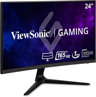 Игровой изогнутый монитор Viewsonic Omni VX2418C 24 дюйма, 1080p, 1 мс, 165 Гц, AMD FreeSync Premium, Eye Care, HDMI и DisplayPort. 1000021609