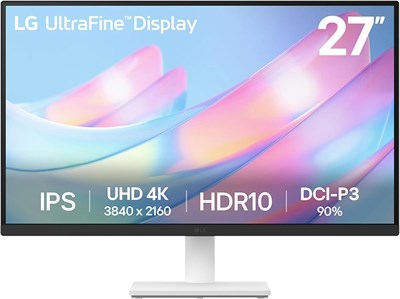 Монитор LG 27US500-W Ultrafine, 27 дюймов, 4K UHD (3840x2160), HDR10, IPS-матрица, безрамочный дизайн, режим чтения, функция Flicker Safe Switch, HDMI, DisplayPort — белый. 1000021616