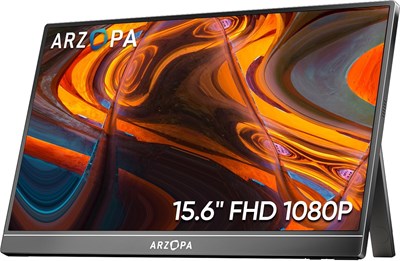 Портативный монитор ARZOPA 15,6'' FHD 1080P - Ультратонкий портативный монитор для ноутбука с подставкой - IPS-дисплей для ПК, MAC, телефона, Xbox, PS5 - Подключение USB C и HDMI - A1 1000021633