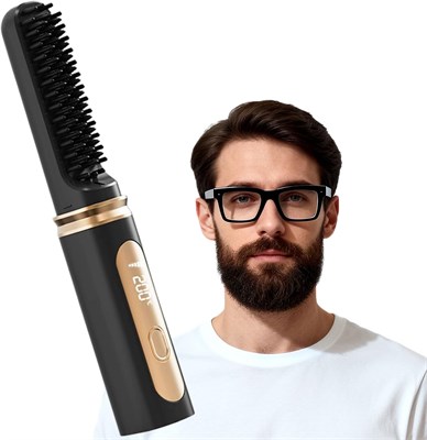 Выпрямитель для бороды UOEPOWA для мужчин, беспроводной портативный нагреваемый выпрямитель для бороды и волос с ЖК-дисплеем, ионной технологией, защитой от ожогов и автоматическим отключением, портативный для путешествий и дома. 1000022104