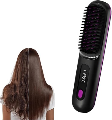 LBOYLOVE® Go Brush Pro 2025 Новинка, Беспроводная щетка-выпрямитель для волос, Портативный выпрямитель-расческа, Перезаряжаемая портативная мини-расческа для путешествий с дисплеем температуры для женщин (черная) 1000022160