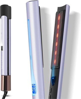 Инфракрасный ионный выпрямитель для волос, 2 в 1: выпрямляет и завивает, придает блеск и предотвращает пушистость, двойное напряжение, регулировка температуры 100-230°C, фиолетовый. 1000022162