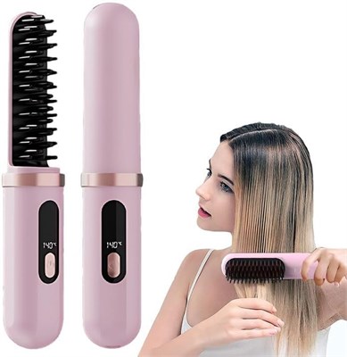 Беспроводная щетка-выпрямитель для волос BIGTHREE, 4 уровня температуры, перезаряжаемая, портативная, с функцией подогрева (Type-C), защита от ожогов, быстрый нагрев за 30 секунд, подходит для всех типов причесок. 1000022214