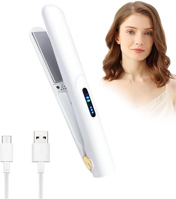 Беспроводной дорожный выпрямитель для волос OBABO: портативный выпрямитель для волос - компактная плойка с USB-зарядкой - защита от ожогов, 3-уровневая регулировка температуры - дорожный размер (белый) 1000022236