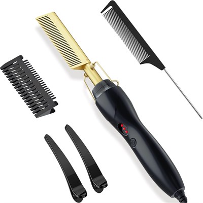 Выпрямитель для волос shuntaiwei Hot Comb - электрическая расческа для выпрямления волос shuntaiwei для афроамериканских волос и париков, портативная расческа-выпрямитель для волос с функцией ошпаривания. 1000022245